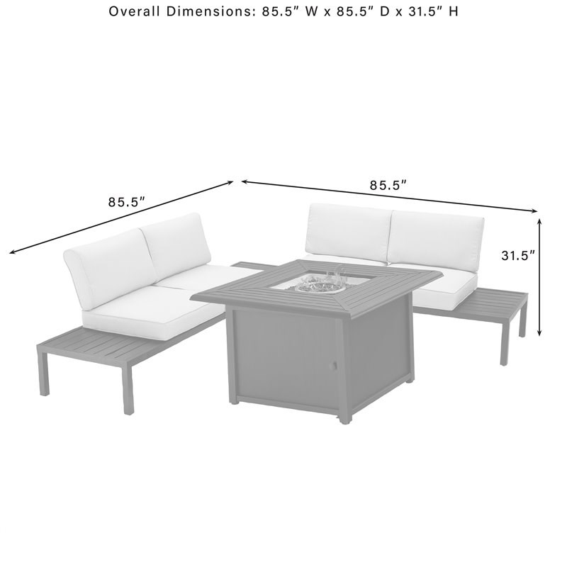 Crosley Furniture Piermont 4-piece Metal Outdoor Sectional Set in Matte Black