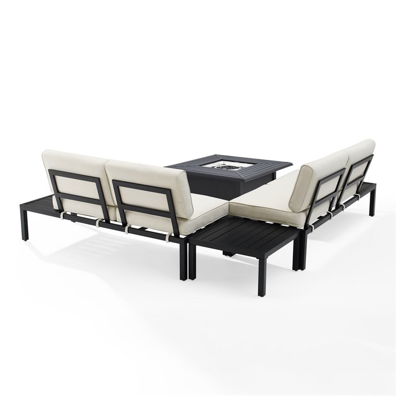 Crosley Furniture Piermont 4-piece Metal Outdoor Sectional Set in Matte Black