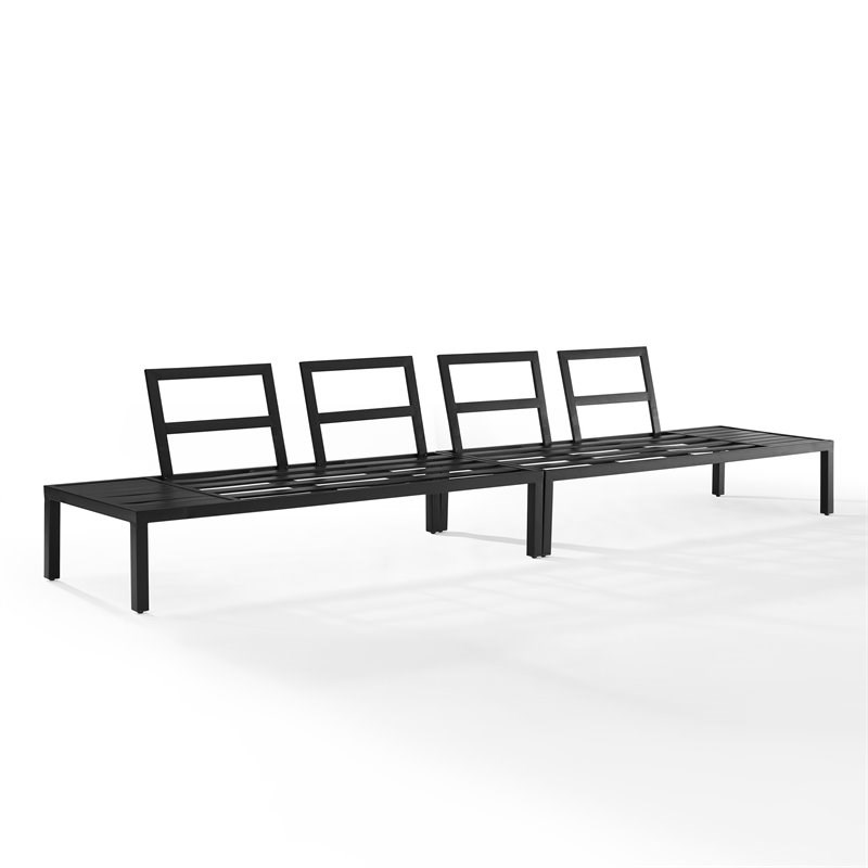 Crosley Furniture Piermont 2-piece Metal Outdoor Sectional Set in Black