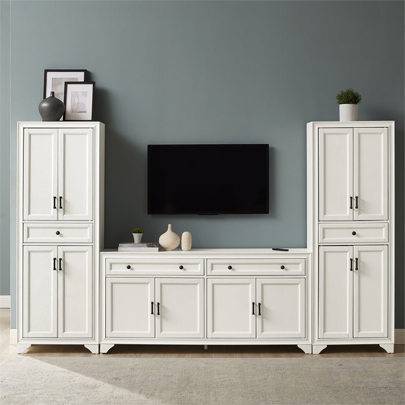Crosley Furniture Tara 3PC Entertainment Center/Sideboard with Pantries