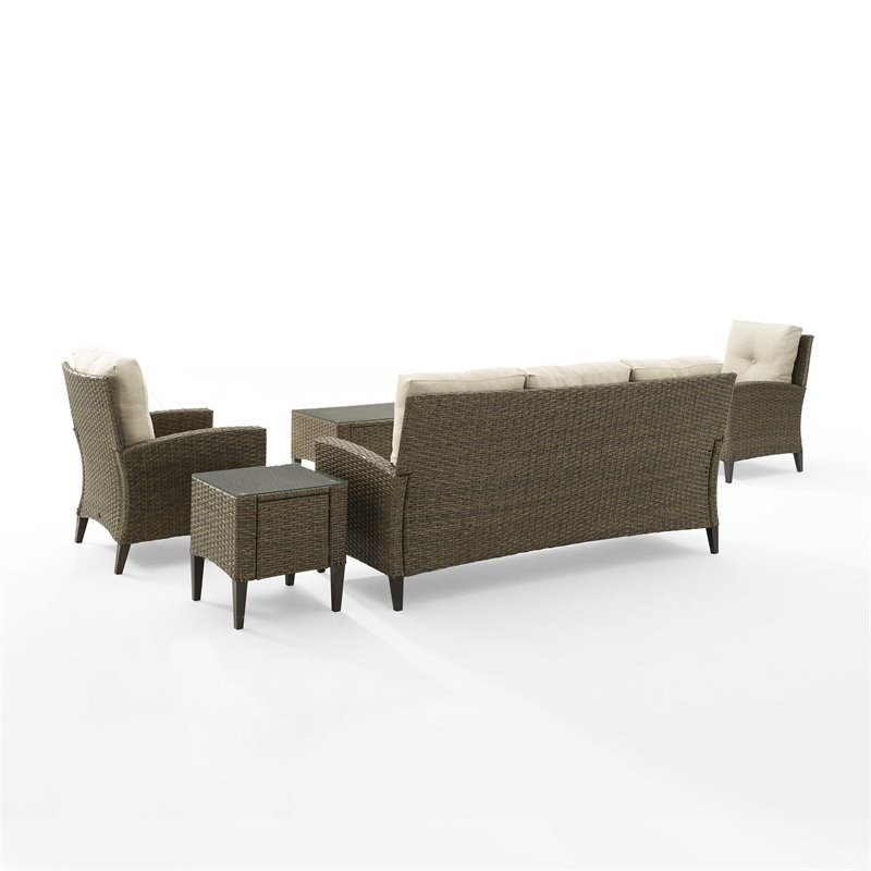 Crosley Furniture Rockport 5-piece Wicker Outdoor High Back Sofa Set in Brown
