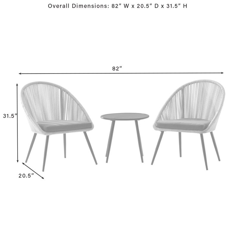 Crosley Furniture Aspen 3-piece Wicker Outdoor Rope Chair Set in Gray