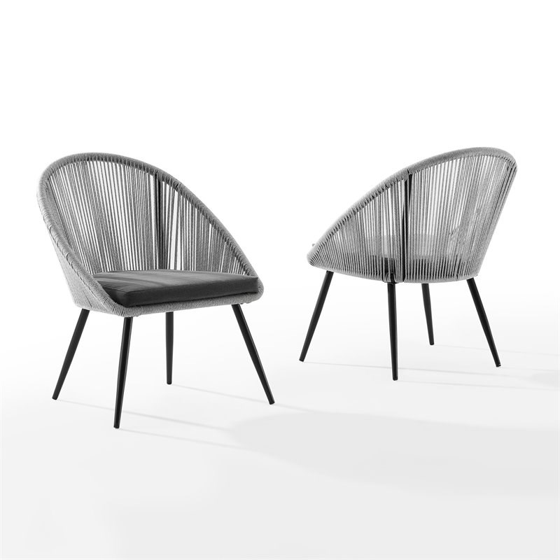 Crosley Furniture Aspen 3-piece Wicker Outdoor Rope Chair Set in Gray