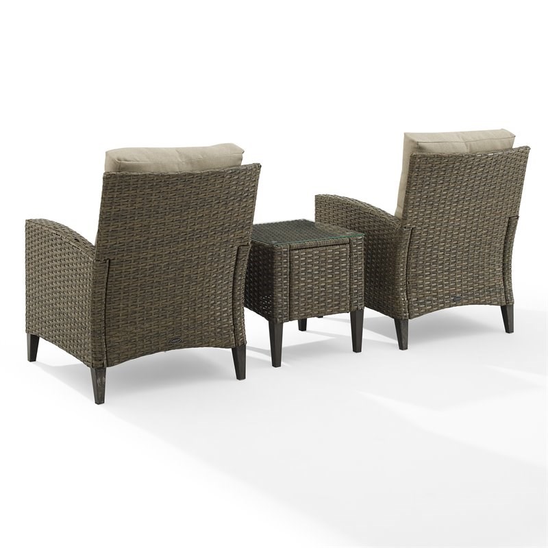 Crosley Furniture Rockport 3-piece Wicker Outdoor High Back Chair Set in Brown