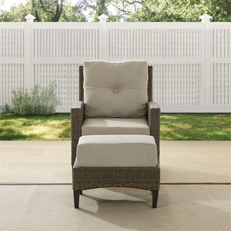 Crosley Furniture Rockport 2-piece Wicker Outdoor High Back Chair Set in Brown