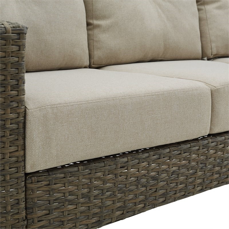 Crosley Furniture Rockport 6-piece Wicker Outdoor High Back Sofa Set in Brown