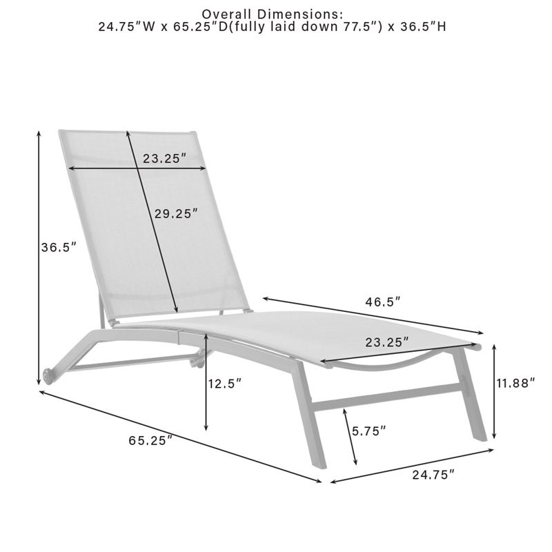 Crosley Furniture Weaver Modern Metal Outdoor Sling Chaise Lounge in ...