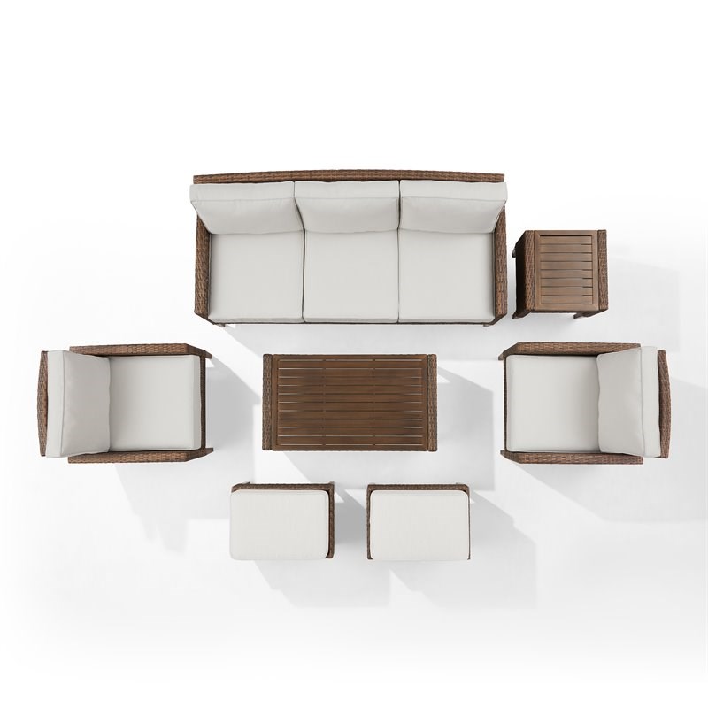 Crosley Furniture Capella 7-piece Modern Wicker Outdoor Sofa Set in Brown