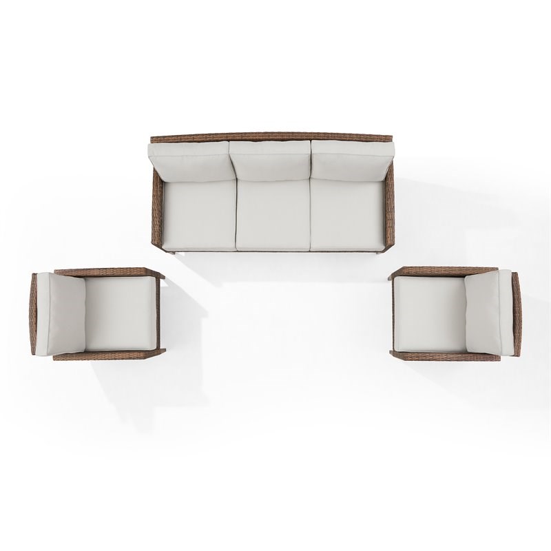 Crosley Furniture Capella 3-piece Modern Wicker Outdoor Sofa Set in Brown