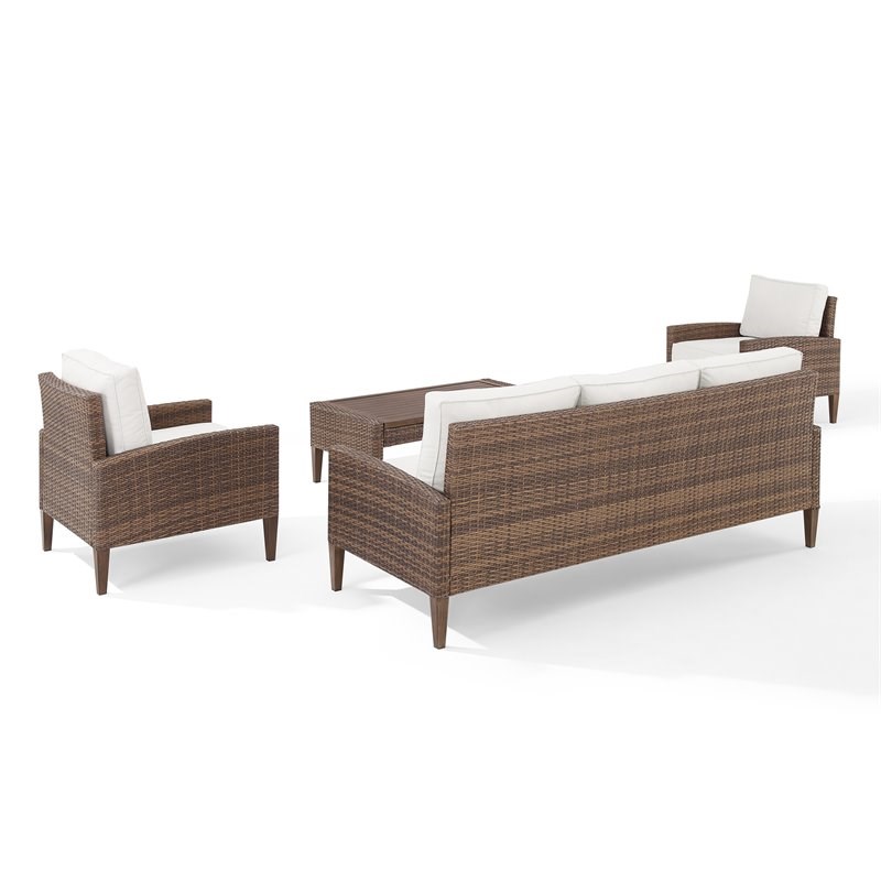 Crosley Furniture Capella 4-piece Modern Wicker Outdoor Sofa Set in Brown