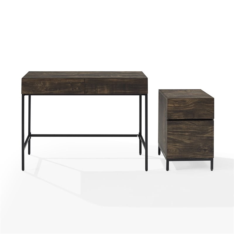 Crosley Furniture Jacobsen 2-piece Wood File Cabinet and Desk Set in Black