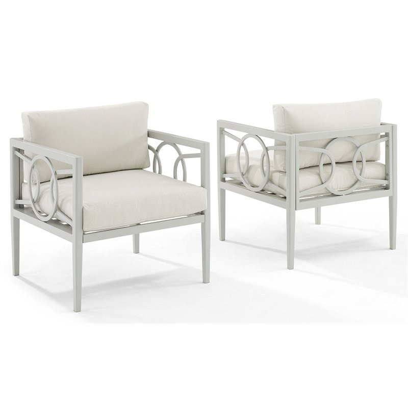 Crosley Furniture Ashford 2-piece Modern Metal Outdoor Armchair Set in Gray