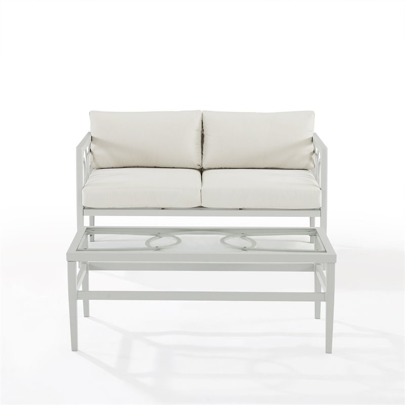 Crosley Furniture Ashford 2-piece Metal Outdoor Conversation Set in Gray
