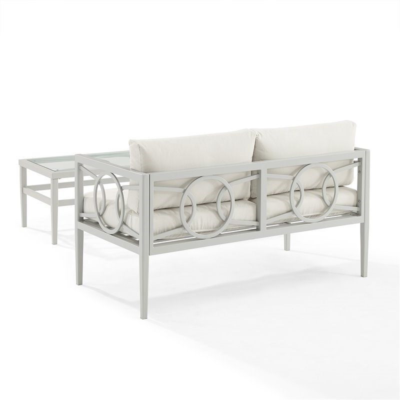 Crosley Furniture Ashford 2-piece Metal Outdoor Conversation Set in Gray
