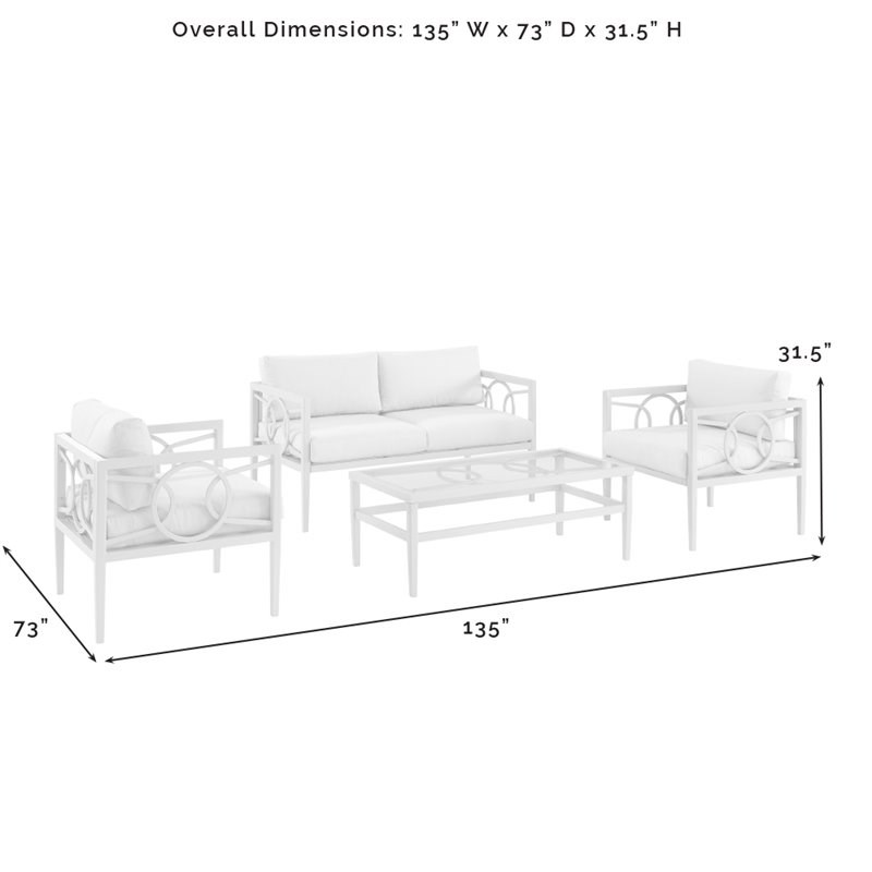 Crosley Furniture Ashford 4-piece Metal Outdoor Conversation Set in Gray