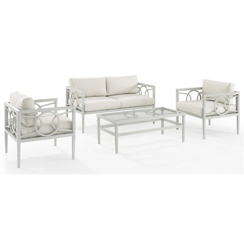 Crosley Furniture Ashford 4-piece Metal Outdoor Conversation Set in Gray