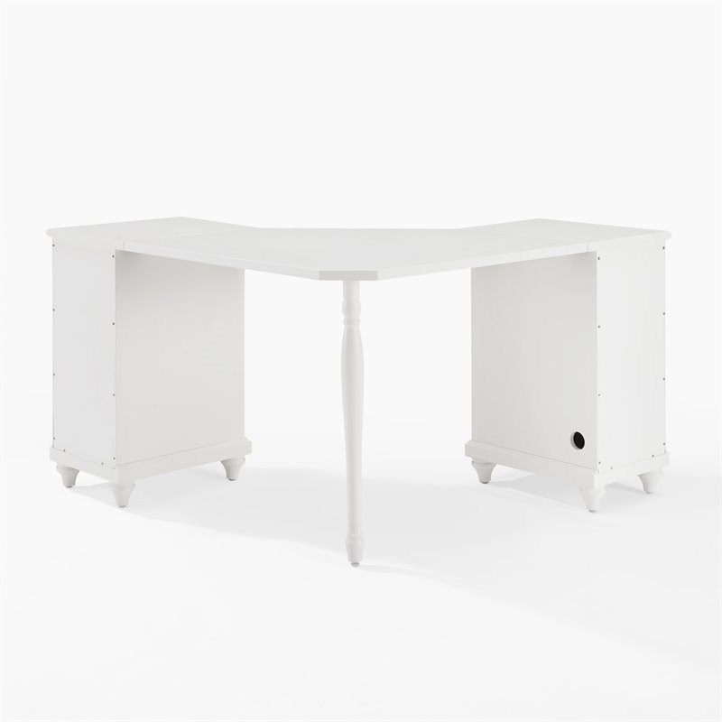 Crosley Furniture Palmetto Traditional Wood Corner Desk in White