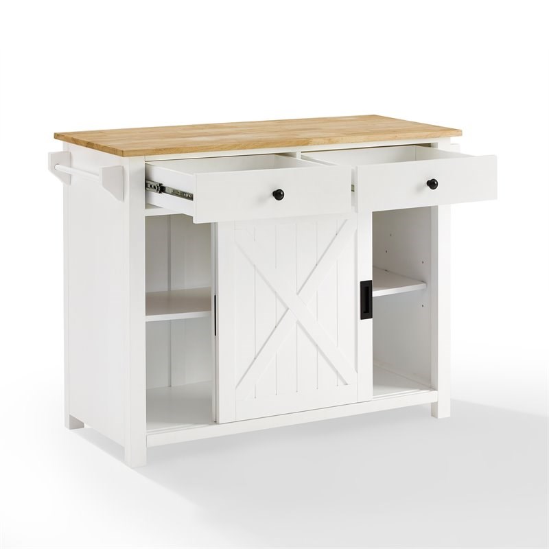 Crosley Furniture Laurel Modern Wood Kitchen Island/Cart in White/Natural