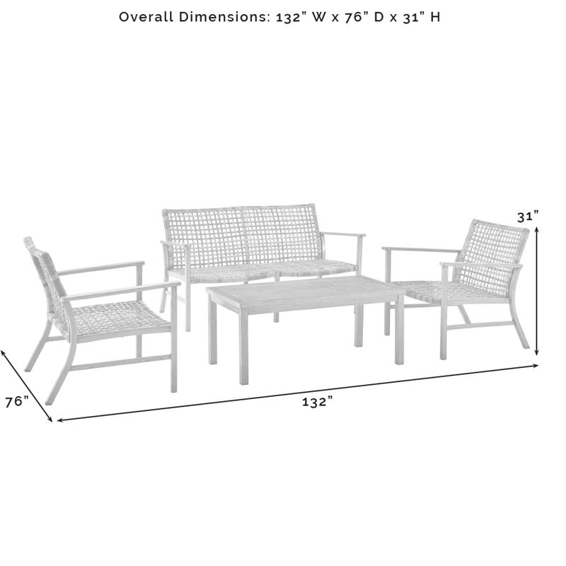 Crosley Furniture Ridley 4-piece Wicker Outdoor Conversation Set in Gray/Brown