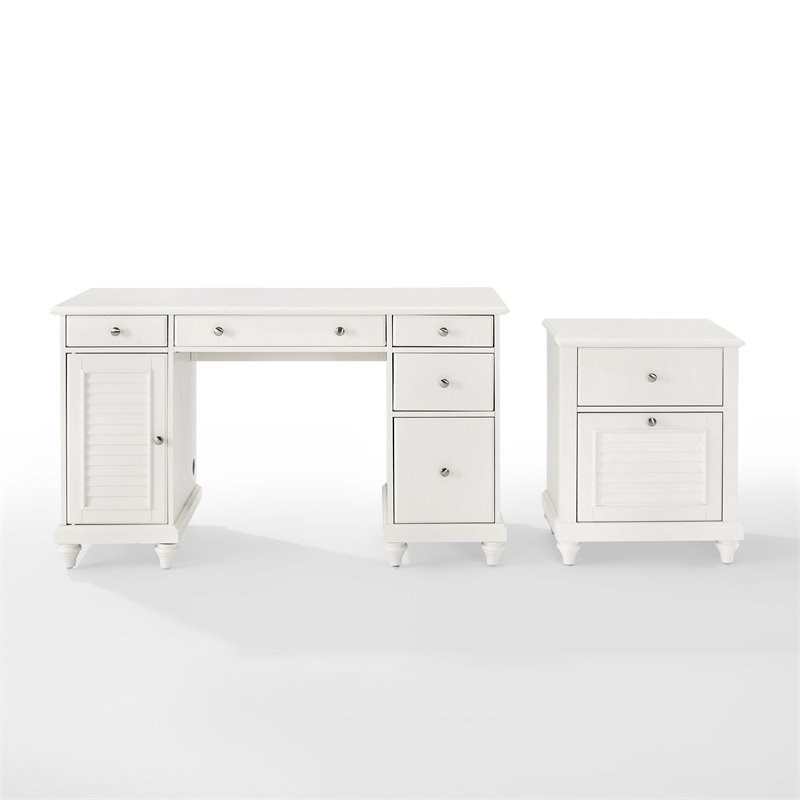 Crosley Furniture Palmetto 2-piece Wood Computer Desk w/ File Cabinet in White