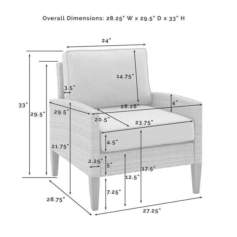 Crosley Furniture Capella 5-piece Modern Wicker Outdoor Chair Set in Gray