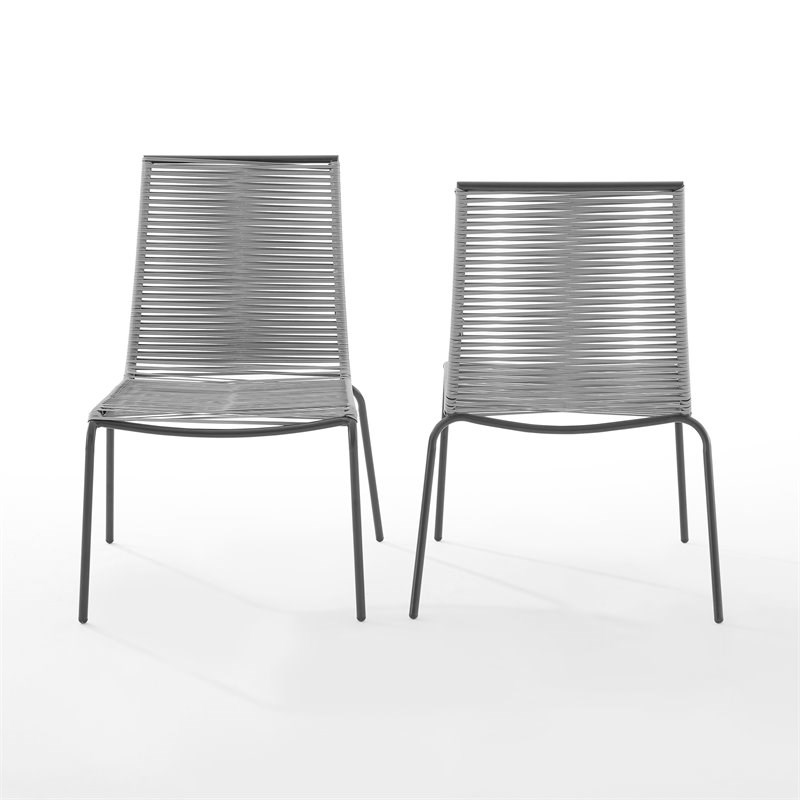 Crosley Furniture Fenton Wicker Outdoor Stackable Chairs in Gray (Set of 4)