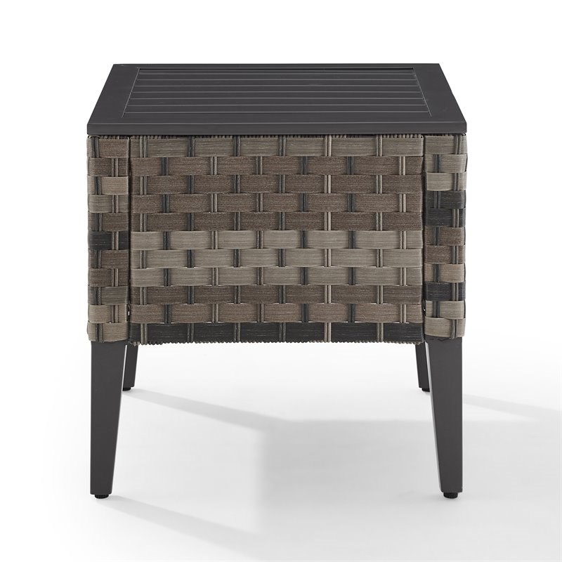 Crosley Furniture Prescott Modern Wicker Outdoor Side Table in Brown