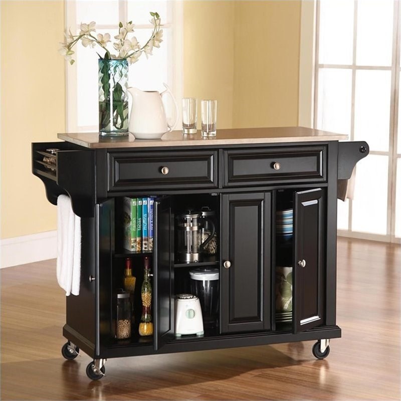 Crosley Stainless Steel Top Kitchen Cart in Black Homesquare
