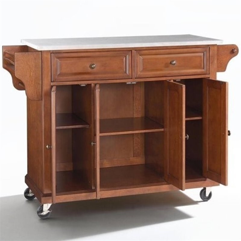 Crosley Stainless Steel Top Kitchen Cart in Cherry