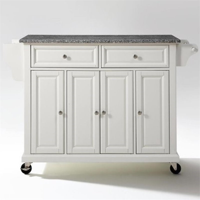 Crosley Gray Granite Top Kitchen Cart in White Homesquare