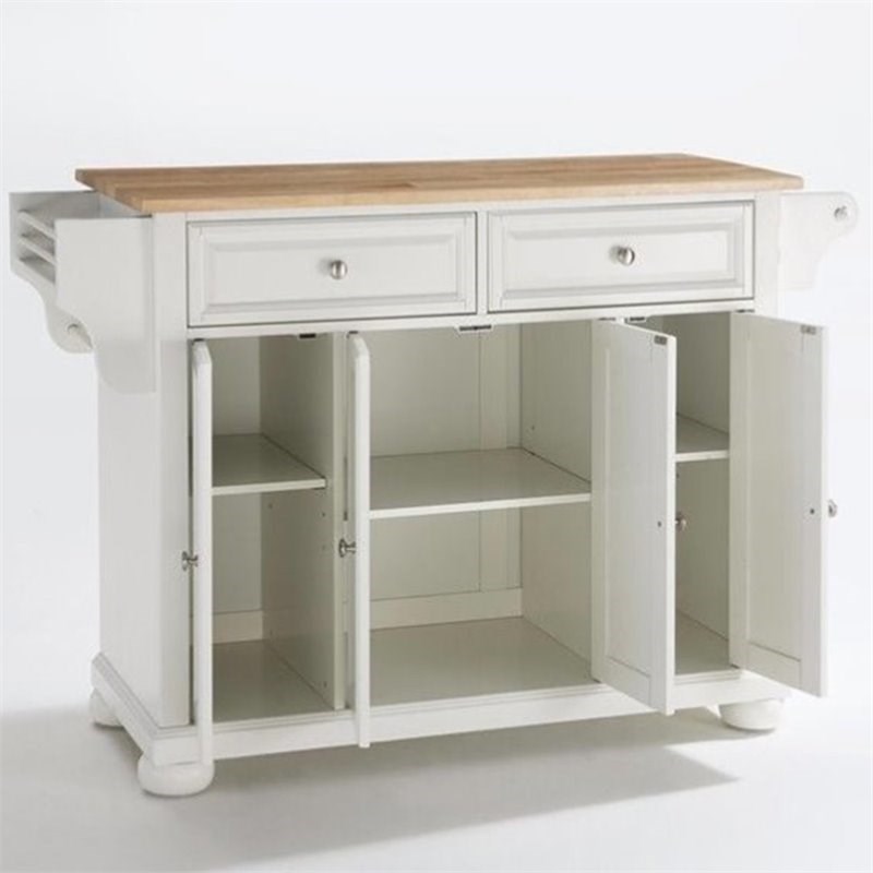 Crosley Alexandria Natural Wood Top Kitchen Island in White Homesquare