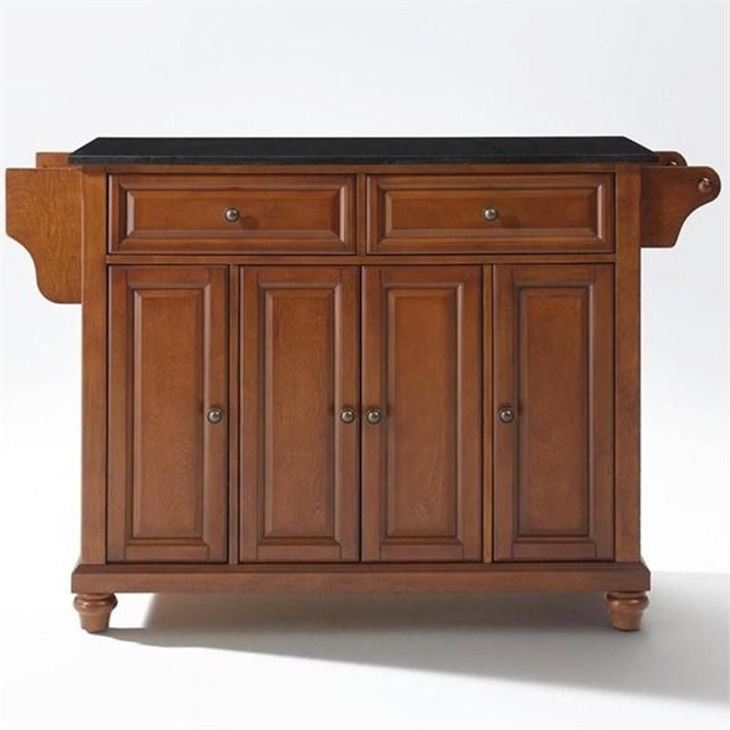 Crosley Cambridge Black Granite Top Kitchen Island in Cherry Homesquare