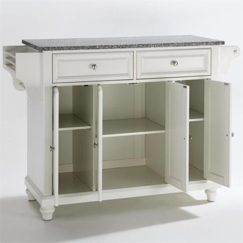Crosley Cambridge Gray Granite Top Kitchen Island In White Homesquare Crosley Cambridge Gray Granite Top, Crosley Cambridge Solid Granite Top Kitchen Island