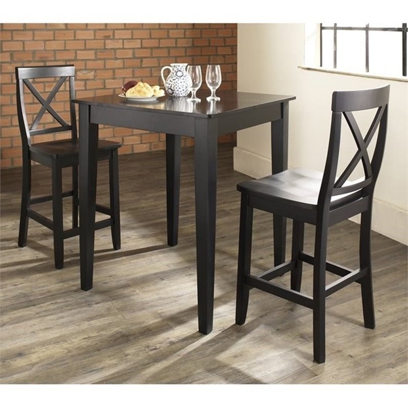 Crosley Tapered Leg Counter Height Dining Table In Black Homesquare Crosley Tapered Leg Counter Height, Two Person Dining Table Black