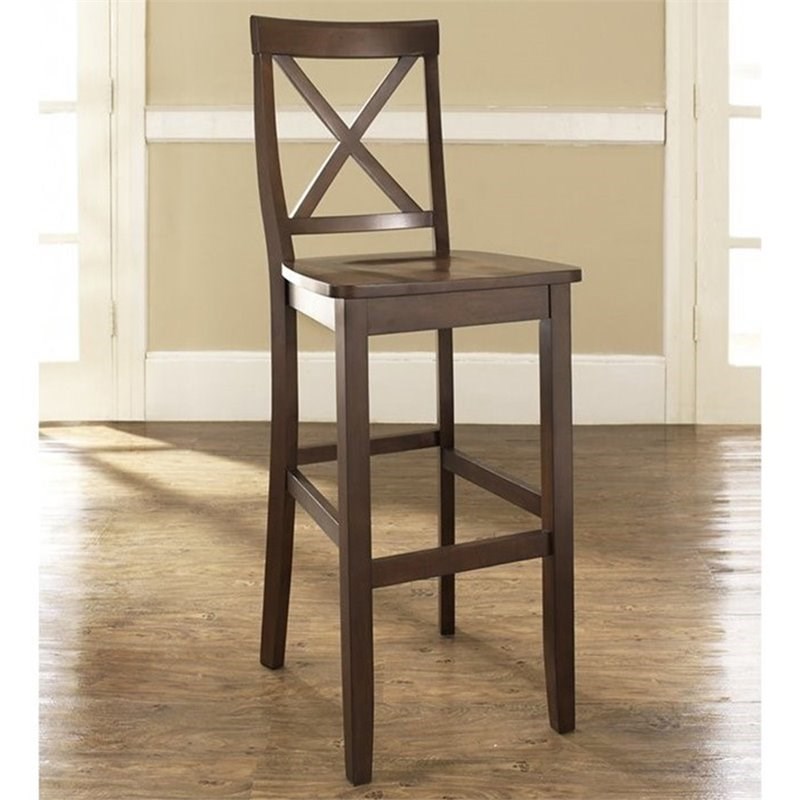 Crosley 30" X Back Bar Stool in Mahogany (Set of 2) Homesquare