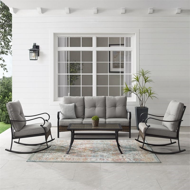 Crosley Furniture Dahlia 4-Piece Metal Outdoor Sofa Set in Gray