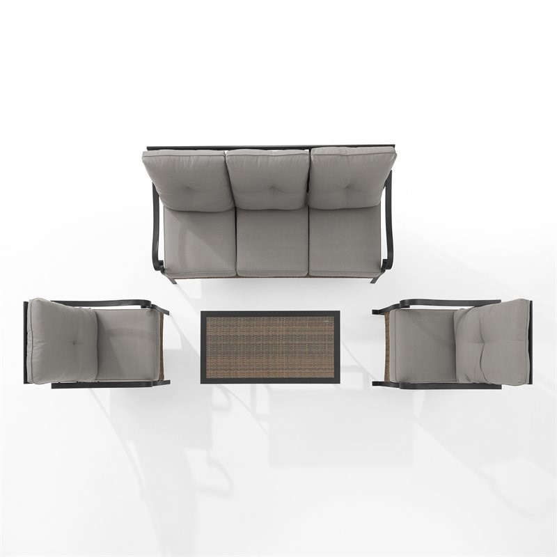 Crosley Furniture Dahlia 4-Piece Metal Outdoor Sofa Set in Gray