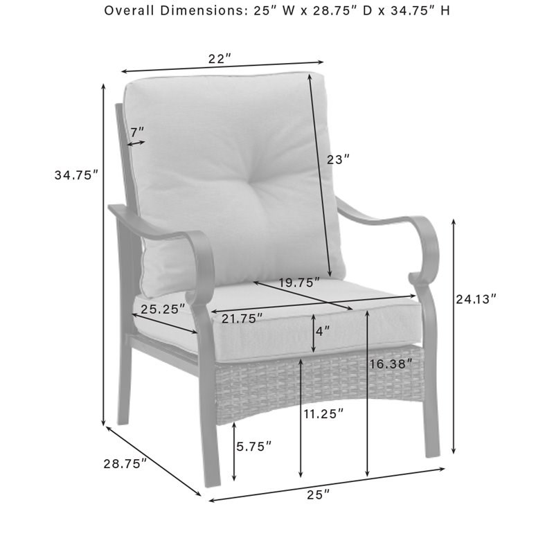 Crosley Furniture Dahlia 4-Piece Metal Outdoor Sofa Set w/ 2 Armchairs in Gray