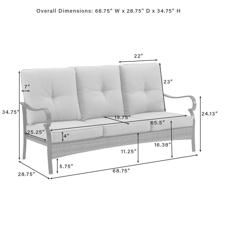Crosley Furniture Dahlia 2-Piece Traditional Metal Outdoor Sofa Set in Gray