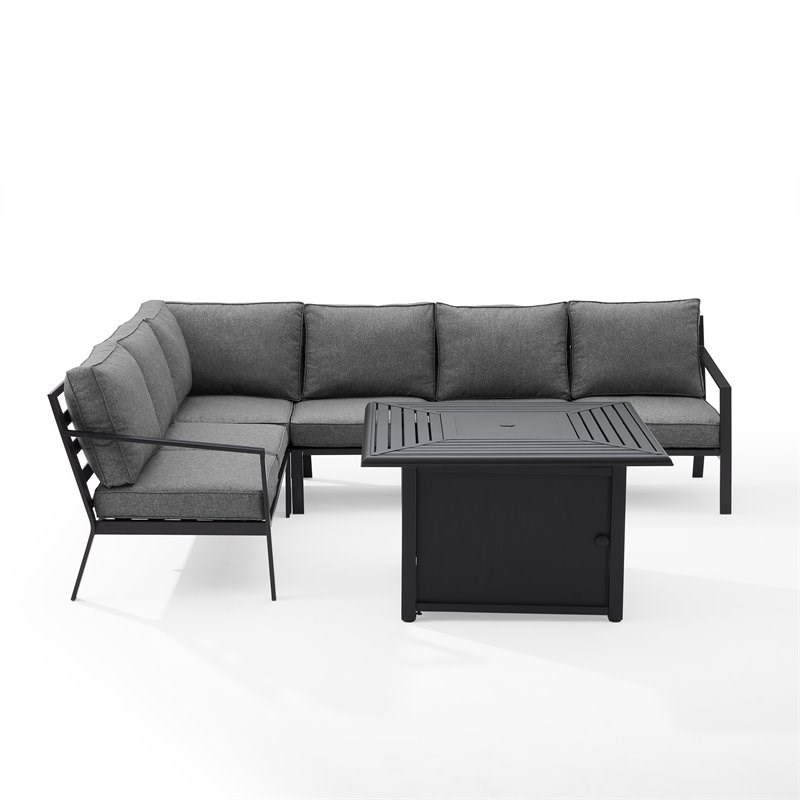 Crosley Furniture Clark 5-Piece Metal Outdoor Sectional Set in Charcoal