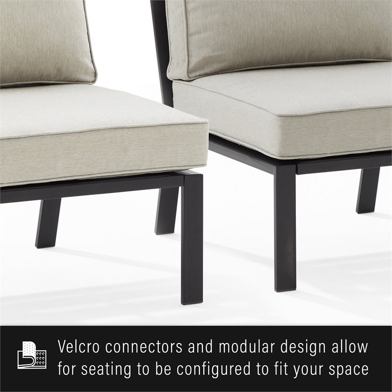 Crosley Furniture Clark 5-Piece Modern Metal Outdoor Sectional Set in Gray