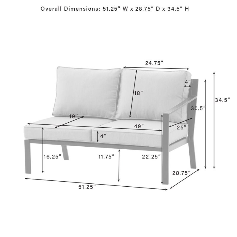 Crosley Furniture Clark 5-Piece Modern Metal Outdoor Sectional Set in Gray