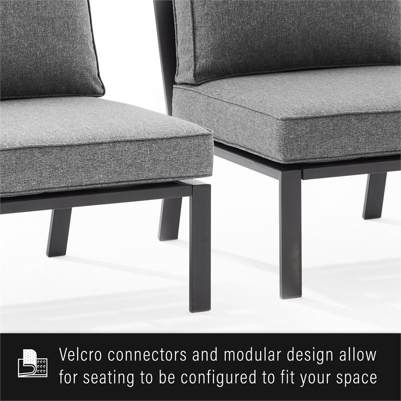 Crosley Furniture Clark 5-Piece Modern Metal Outdoor Sectional Set in Charcoal