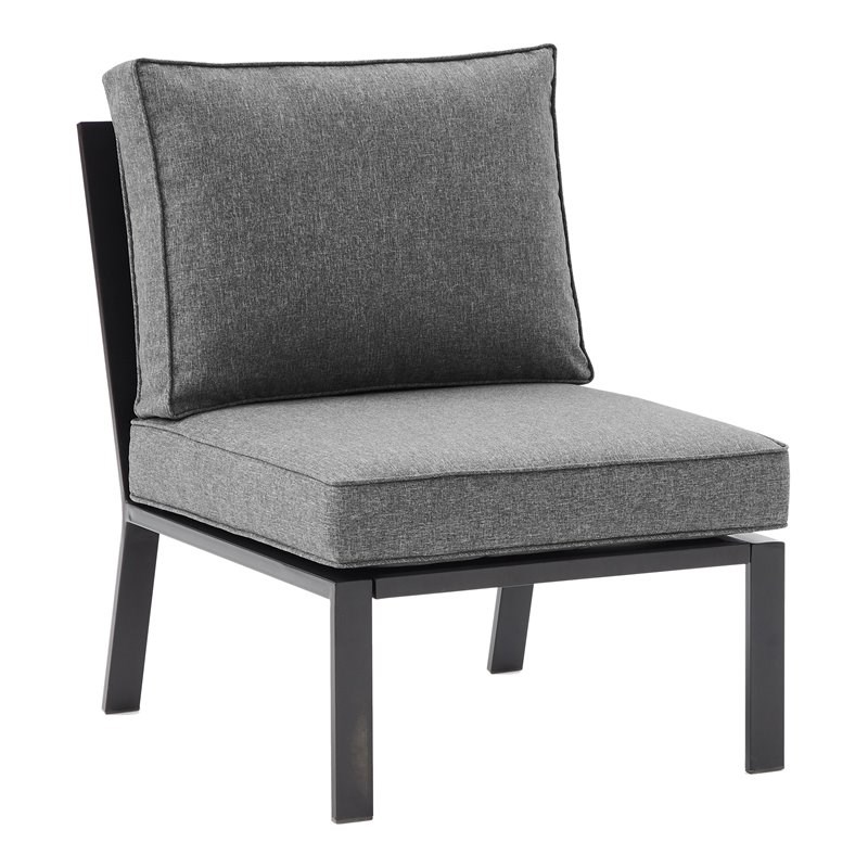 Crosley Furniture Clark Modern Fabric Outdoor Sectional Center Chair in Charcoal
