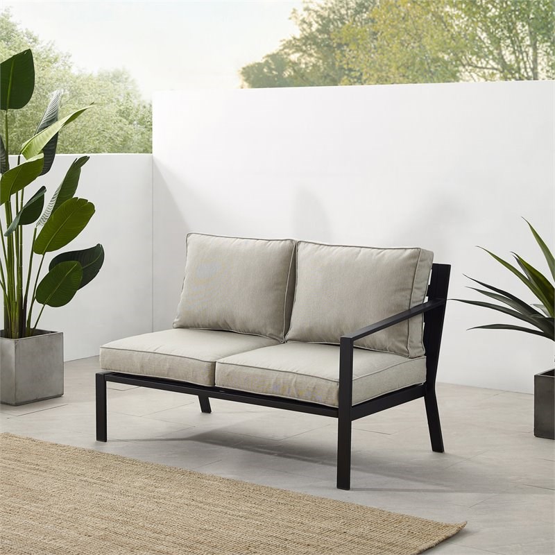 Crosley Furniture Clark Fabric Outdoor Sectional Right Side Loveseat in Gray