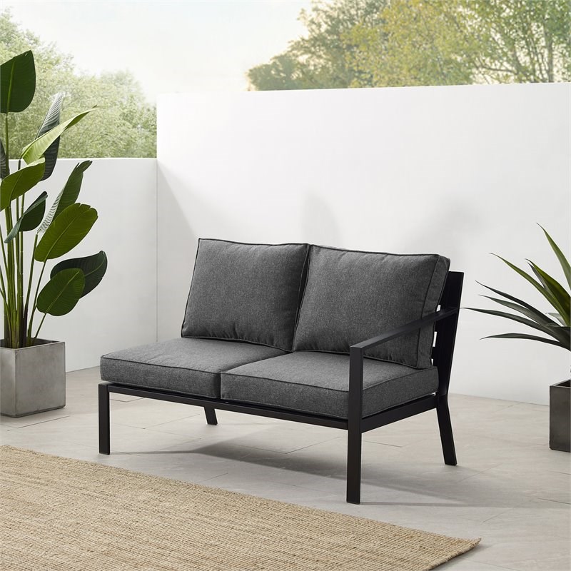Crosley Furniture Clark Fabric Outdoor Sectional Right Side Loveseat in Charcoal