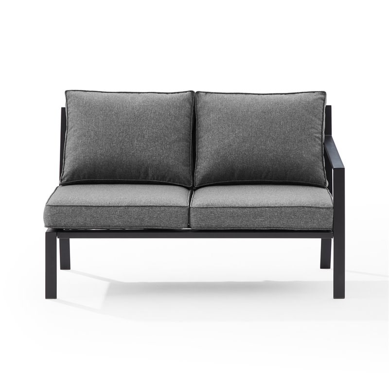 Crosley Furniture Clark Fabric Outdoor Sectional Right Side Loveseat in Charcoal
