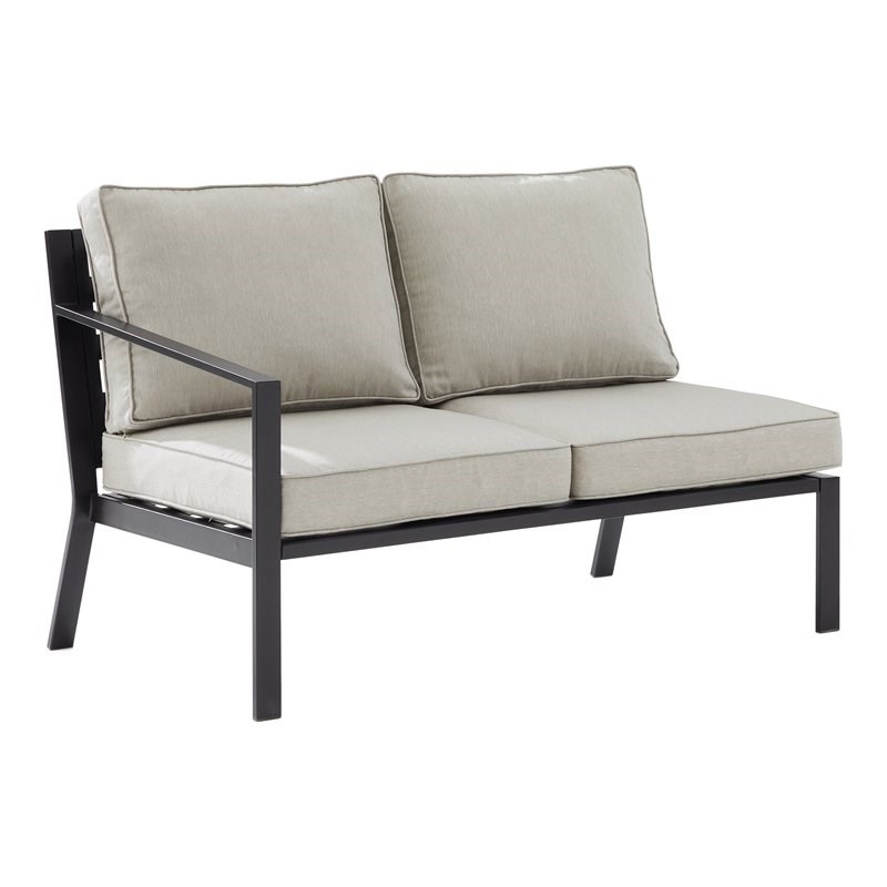 Crosley Furniture Clark Fabric Outdoor Sectional Left Side Loveseat in Gray