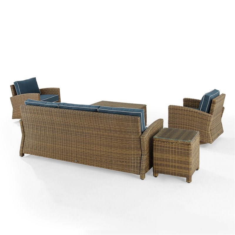 Crosley Furniture Bradenton 5-Piece Fabric Swivel Rocker and Sofa Set in Navy