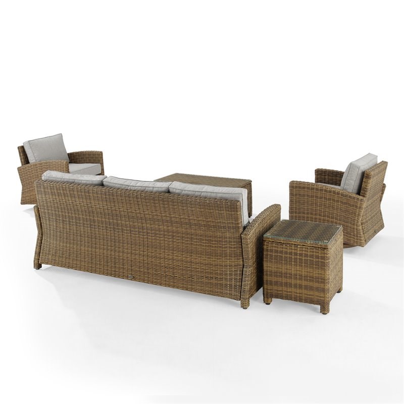 Crosley Furniture Bradenton 5-Piece Fabric Swivel Rocker and Sofa Set in Gray